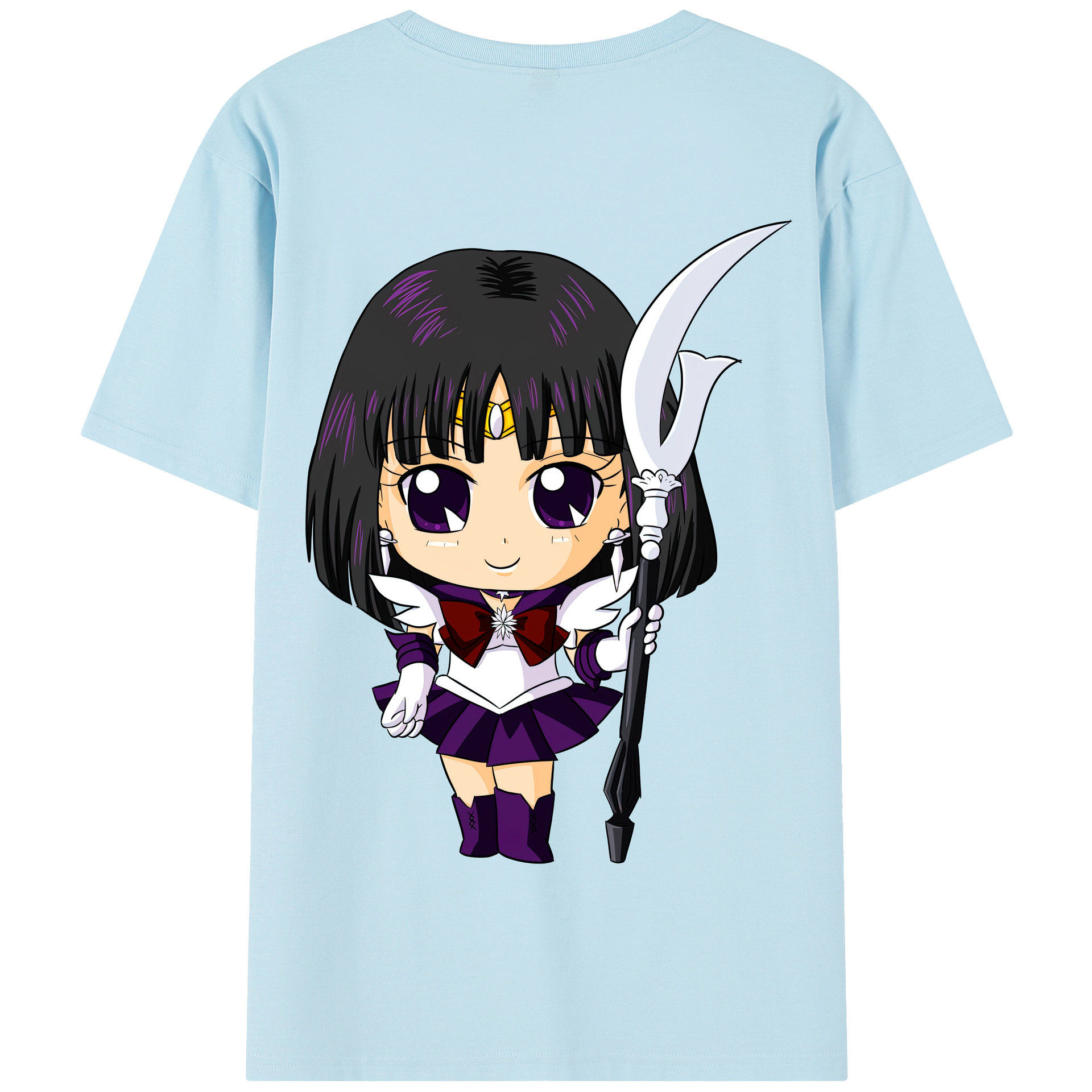 （画像用） 美少女戦士セーラームーン 土萠ほたる Sailor Moon Tomoe Hotaru （セーラーサターン；Sailor Saturn） 綿100％半袖Tシャツ（背面プリント）